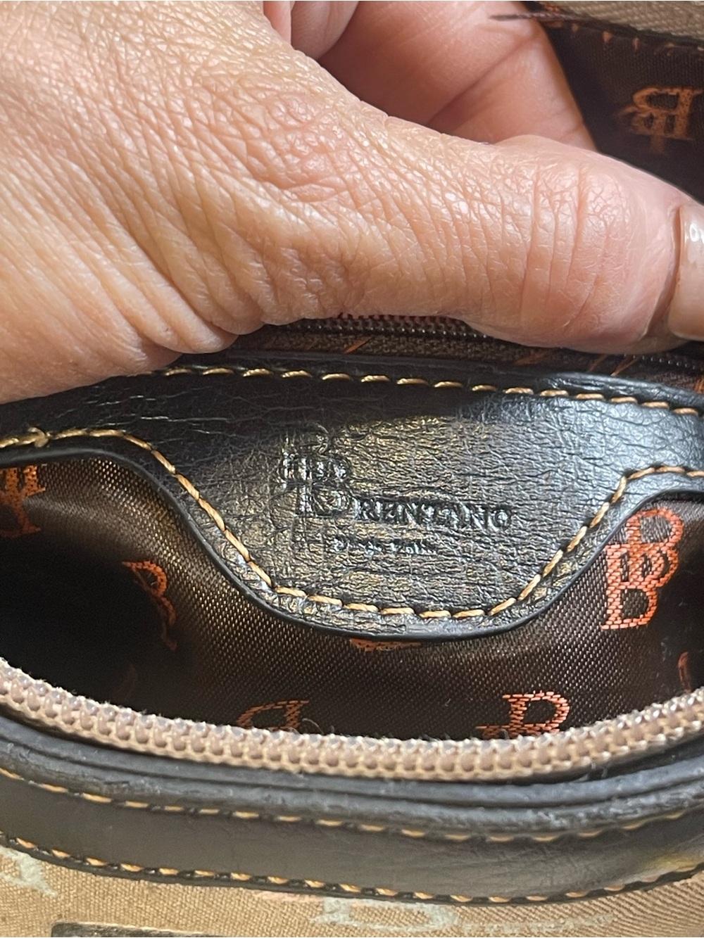 Brentano BB Monogram Canvas Grey Black Shoulder Bag - Picture 6 of 7